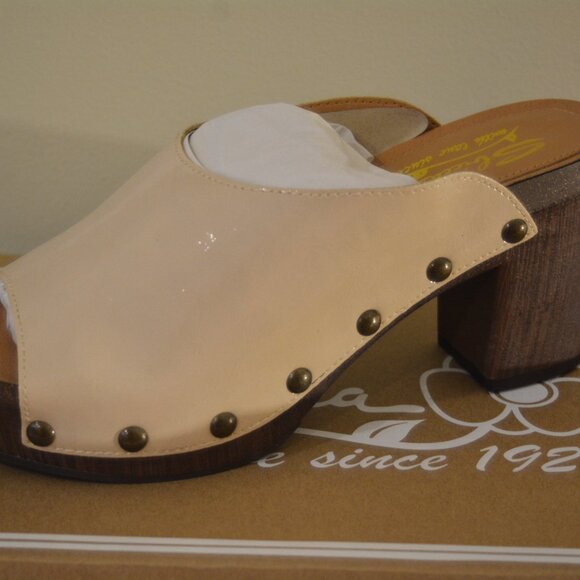 Sbicca Montrose Cream Leather Mule Clog Sandals – Size 10 – Open Toe Chunk Heel - Picture 3 of 8